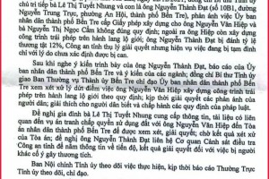 Bí thư Tỉnh ủy Bến Tre chỉ đạo xử lý hành vi có dấu hiệu vi phạm pháp luật trong xây dựng, đánh người gây thương tích